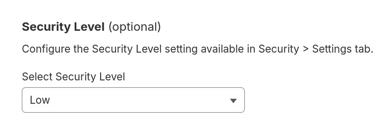 Cloudflare dashboard screenshot: Security Level